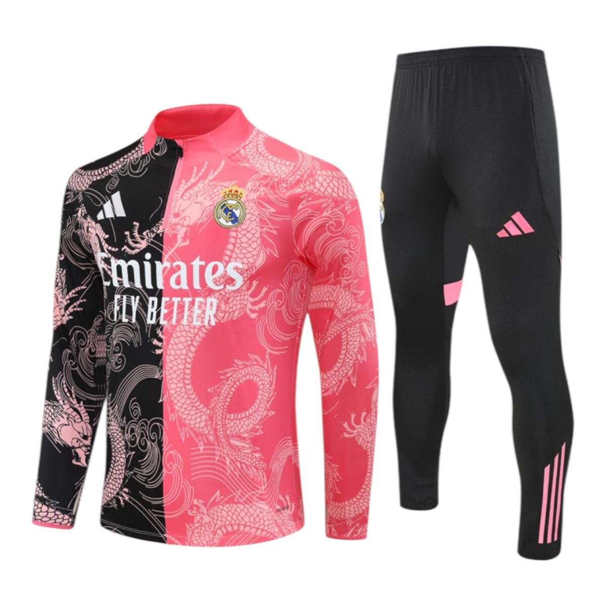 25/26 Real Madrid Tracksuit Pink/Black Dragon - immagine 1